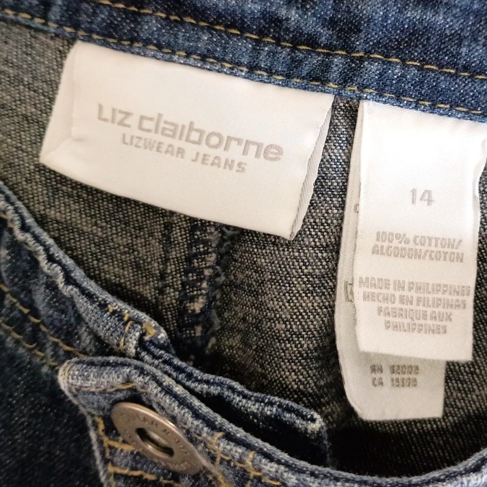 Liz Claiborne Vintage Jeans Womens 14 Blue Denim High Rise Straight Leg‎ Y2K